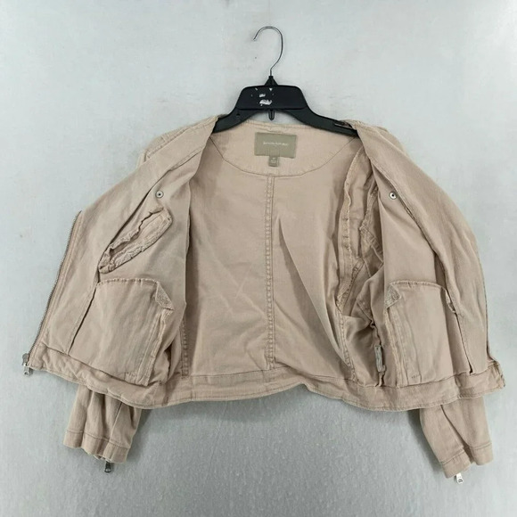 Banana Republic Jacket Women's Sz M Blush Pink Full-Zip Cropped Motorcycle Coat - Picture 3 of 12